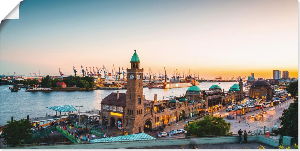 ARTland Poster Hamburg Hafen und Landungsbrücken Größe: 100x50 cm