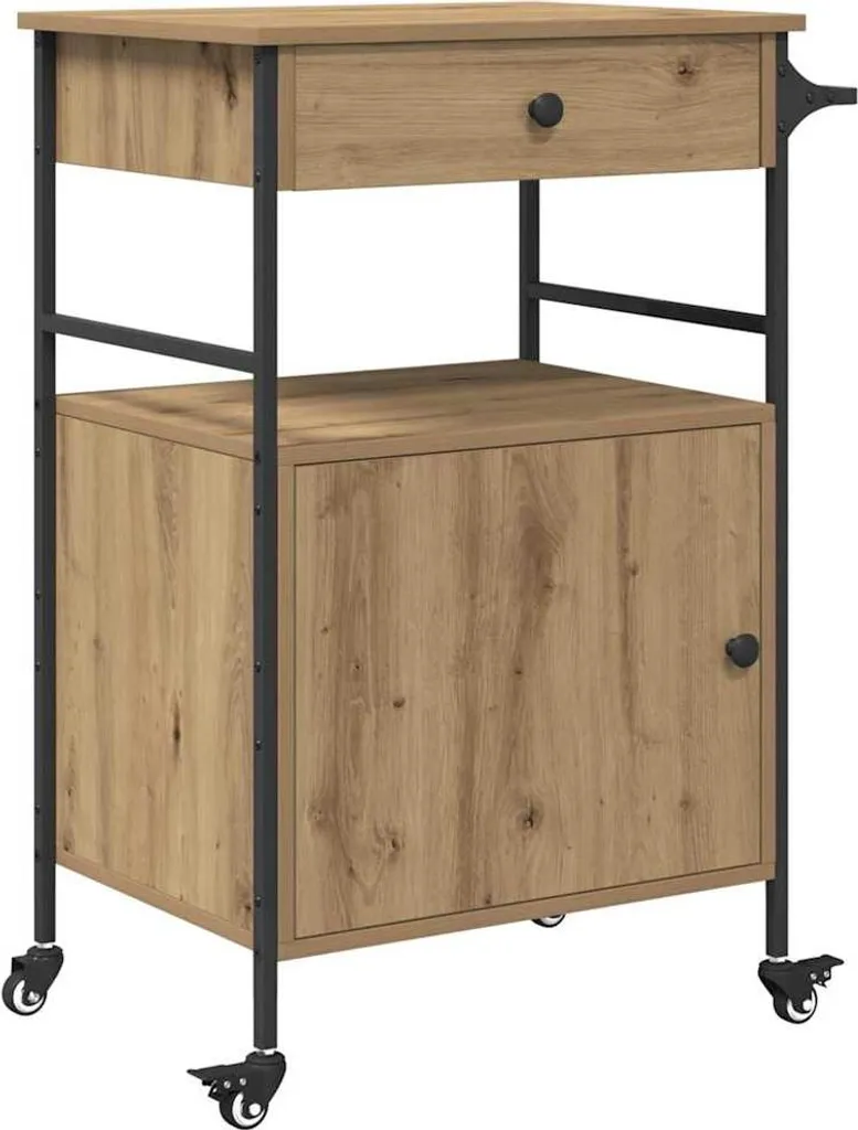 Carrello da Cucina Legno Rovere Artisan 89,5 cm - Aiuto in Cucina