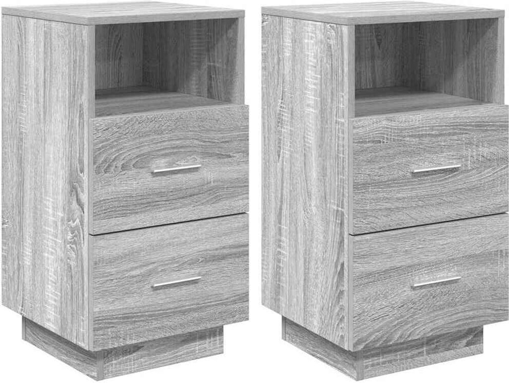 Nachttische 2 Stk. mit 2 Schubladen Grau Sonoma 36x36x68 cm