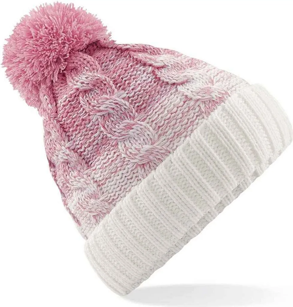 Beechfield - Beanie bobble per uomo/donna unisex PC5664 (taglia unica) (rosa-grigio/bianco naturale)