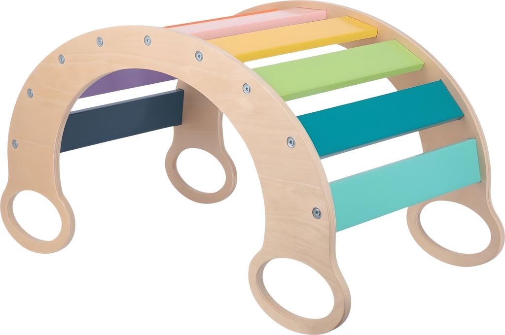 Zayno Kletterwippe "Regenbogen" aus Holz | Kletterbogen, Montessori, Balancewippe, Motorikspielzeug, nachhaltig, Bewegung indoor, kreativ