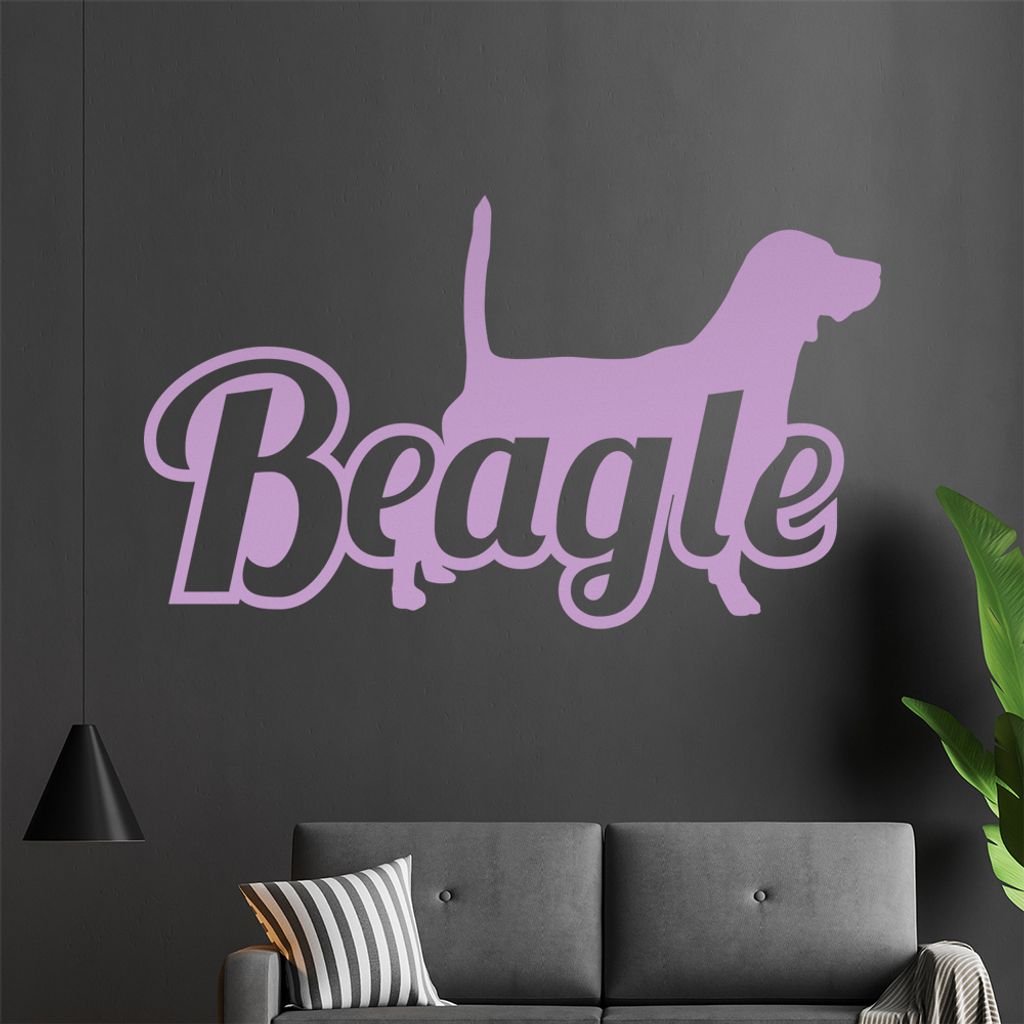 KIWISTAR Beagle mit Name Silhouette Schrift Wandtattoo in 6 Größen - Wandaufkleber Wall Sticker - Dekoration, Küche, Wohnzimmer, Schlafzimmer, B...