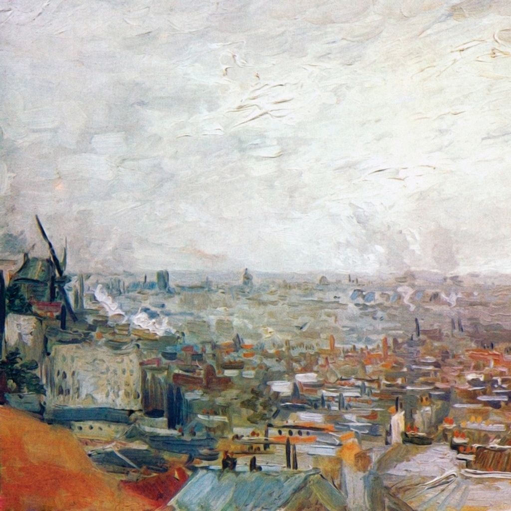 Vincent Van Gogh Kunstdruck Bild - Blick Auf Paris Vom Montmartre, 1886, Detail (40 x 40 cm)