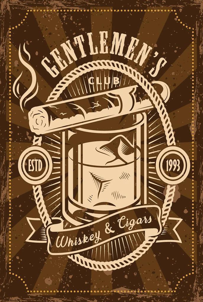 vianmo Holzschild 18x12 cm Gentlemen`s Club Whiskey & Cigars
