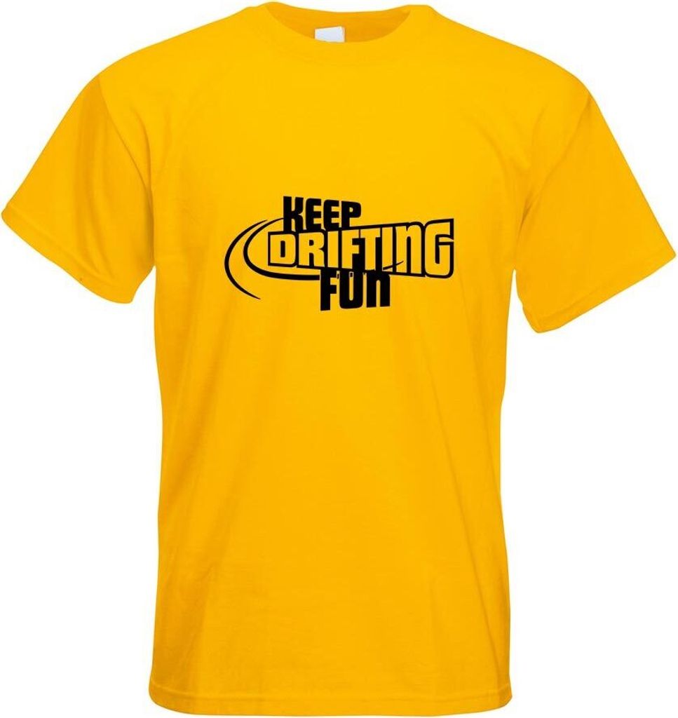 Kiwistar - T-Shirt - gelb - Keep Drifting Fun Motiv Bedruckt Funshirt Design Print - mit Motiv Bedruckt - Funshirt Design - Sport - Freizeit - Herr...