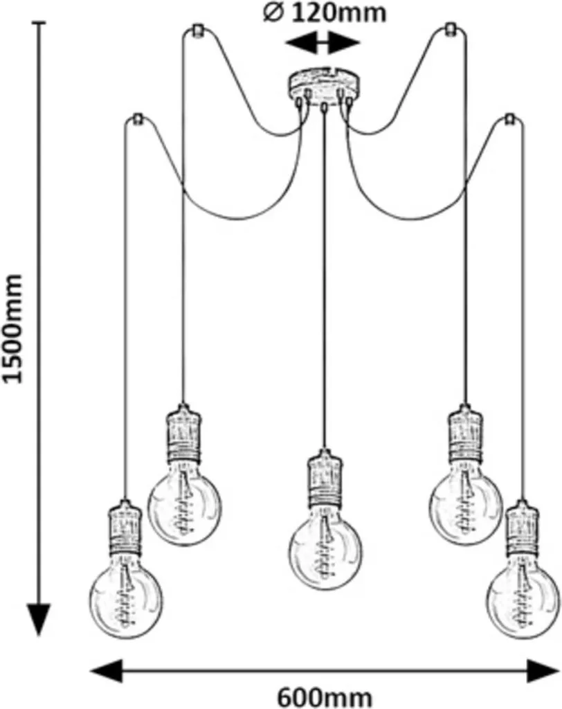 Suspension Multiple E27 avec 5 Lampes Or Antique et Câbles Ajustables 3218