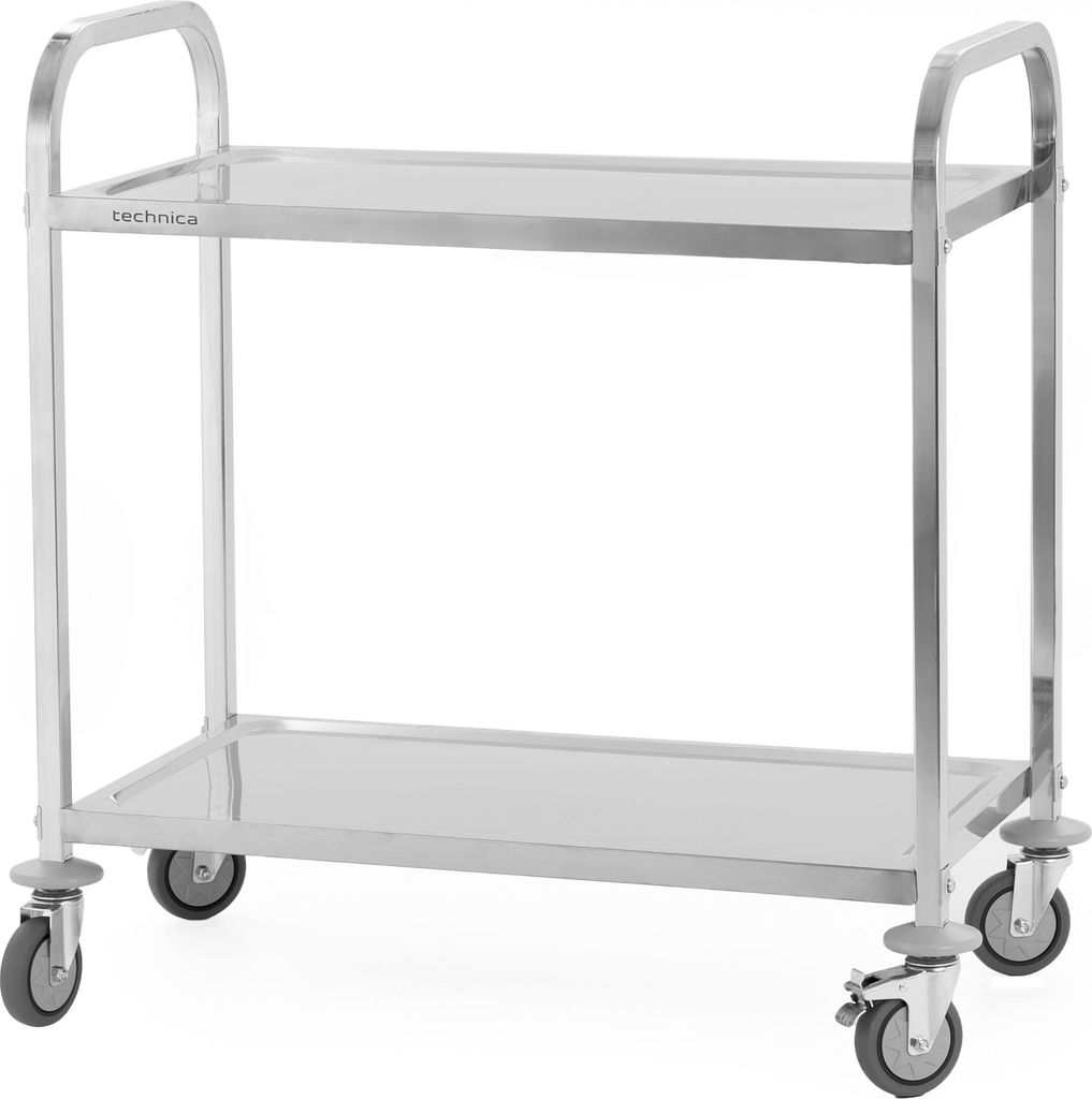 TECHNICA Servierwagen 2-Ebenen Edelstahl | Küchenwagen | 850×450×900 mm | Gastronomie Transportwagen
