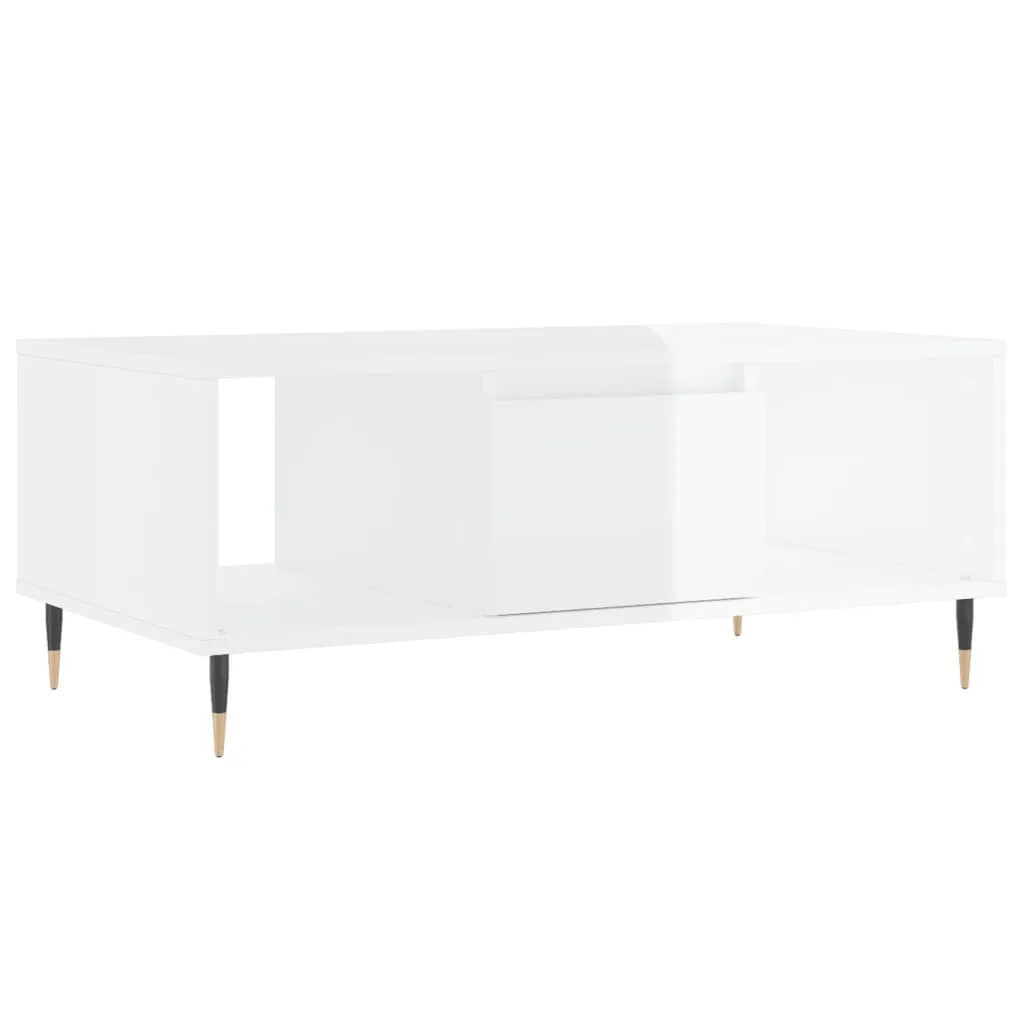 Tavolino bianco lucido 90x50x36,5 cm Materiale a base di legno