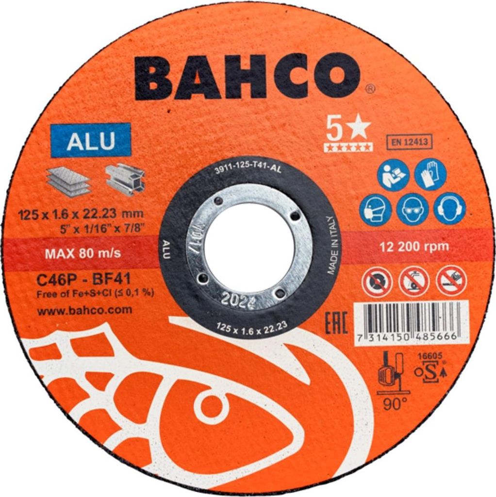 Bahco Trennscheiben für Aluminium Ø 125 mm, Stärke 1,6 mm