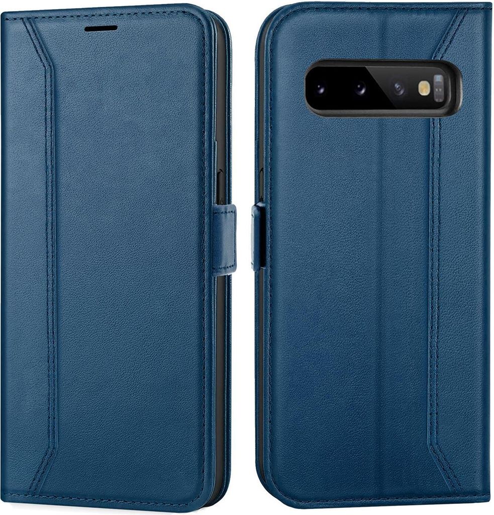 Conie RFID Klapp Tasche für Samsung Galaxy S10 Kartenfach Hülle Rundumschutz in Blau