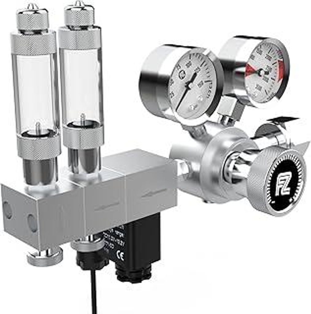 FZONE Pro Series Aquarium Two-Stage CO2 Pressure Regulator Adjustable Output Pressure with DC Solenoid and Integrated High-Precision Needle Valve a...