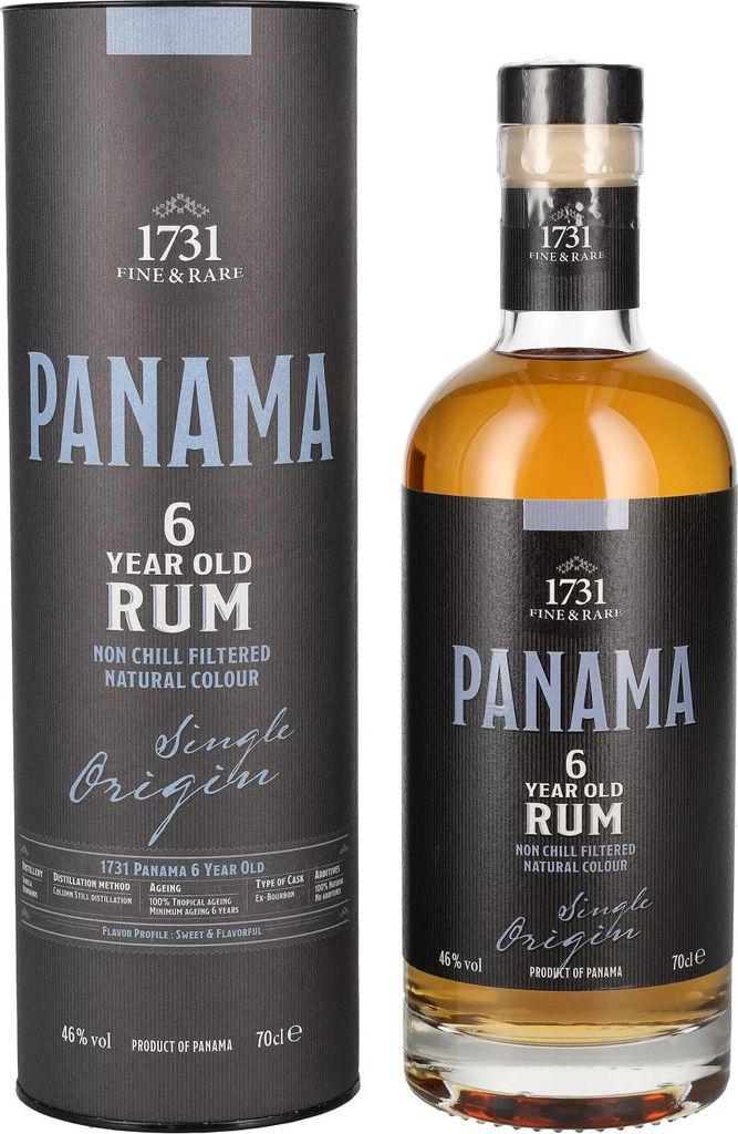 1731 Fine & Rare PANAMA 6 Years Old Single Origin Rum 46% Vol. 0,7l in Geschenkbox