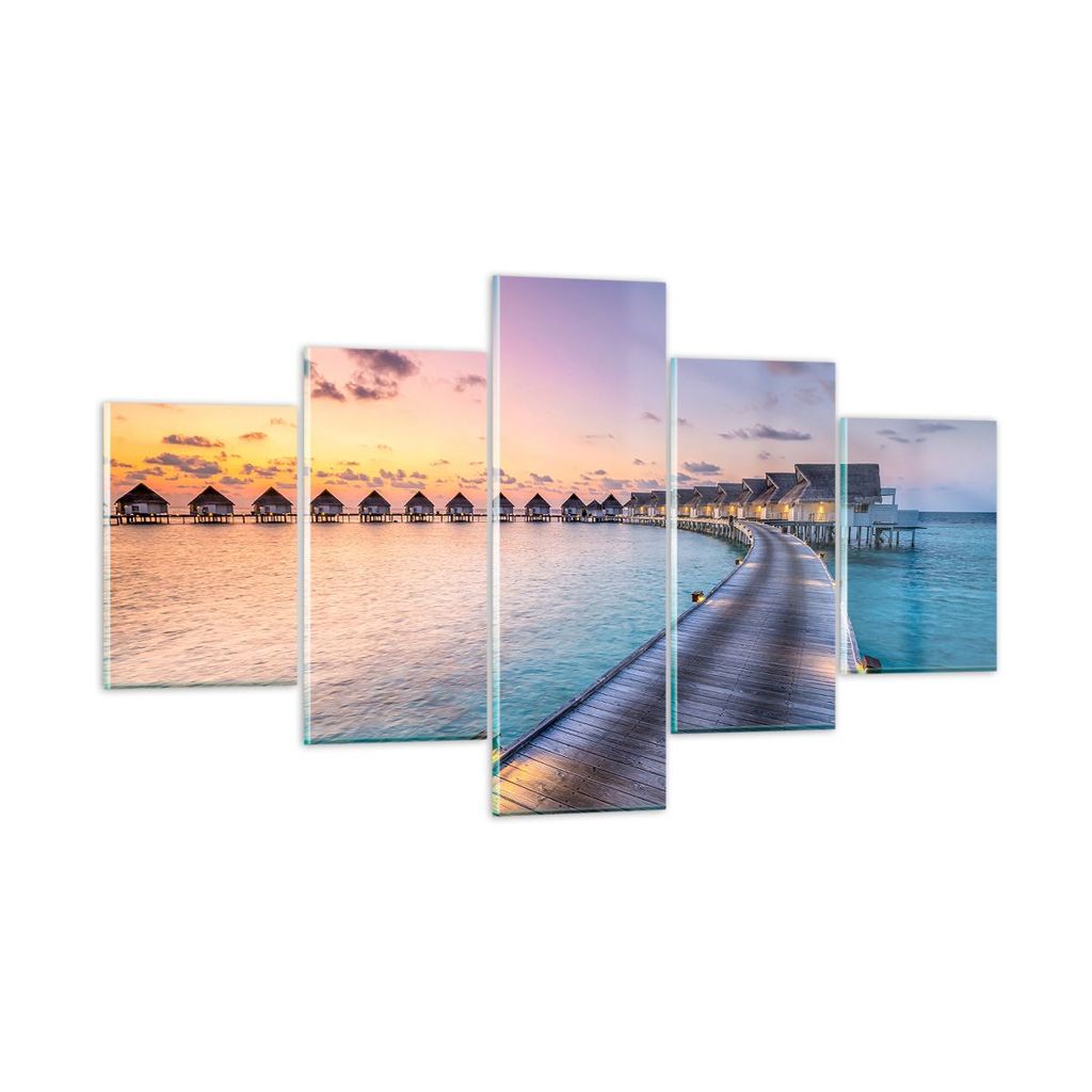 Bilder auf glas - Malediven Meer - 125x70cm - Glasbilder - Wandbilder - Kunstdruck - zum Aufhängen bereit - Wanddekoration aus Glas - Glas Bilder ...