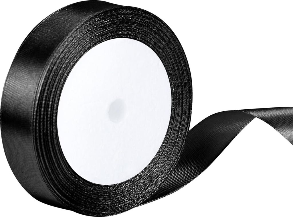 Satinschleifen 22 Meter schwarz 20 mm breit - dekoratives Band für Hochzeit, Geburtstag, Valentinstag - Geschenkband Stoffband für Verpackungen