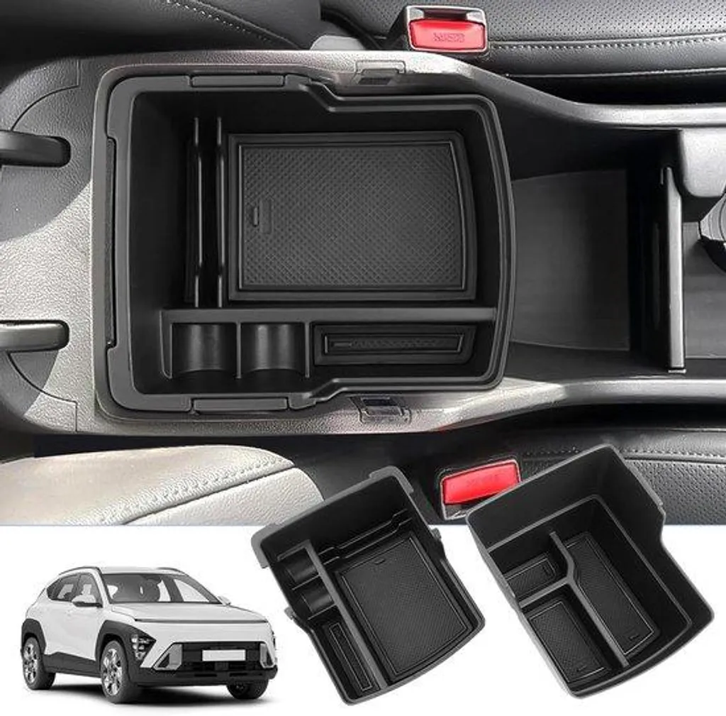 Boîte pour accoudoir de voiture pour long trajet - Double bac d'auto