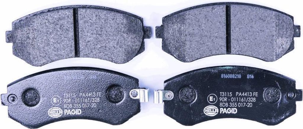 Bremsbelagsatz Scheiben mit Verschleißwarnung 16 mm HELLA für u.a. NISSAN ALMERA