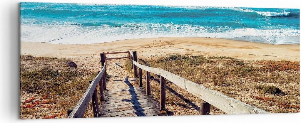 Bild auf Leinwand - Leinwandbild - Einteilig - Meer Strand Eintritt - 140x50cm - Wand Bild - Wanddeko - Wandbilder - Leinwanddruck - Bilder - Wandd...