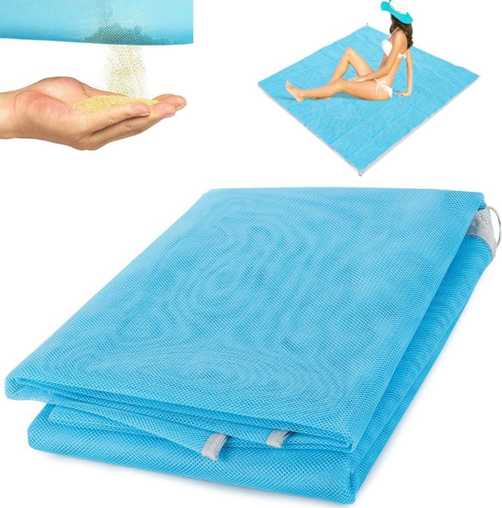 MATA PLAŻOWA KOC NA PLAŻĘ XXL 200x200 SAND FREE - niebieska Zdjęcie produktu 