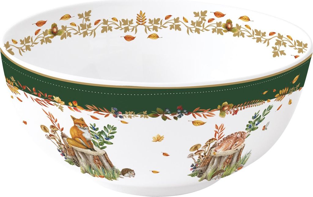 Servierschale Forest Dream mit Fuchs und Rehkitz D. 23cm Porzellan Easy Life