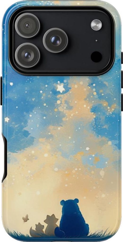Bär, Fuchs und Vogel unter Sternenhimmel – Hülle Kompatibel mit iPhone 17 Pro