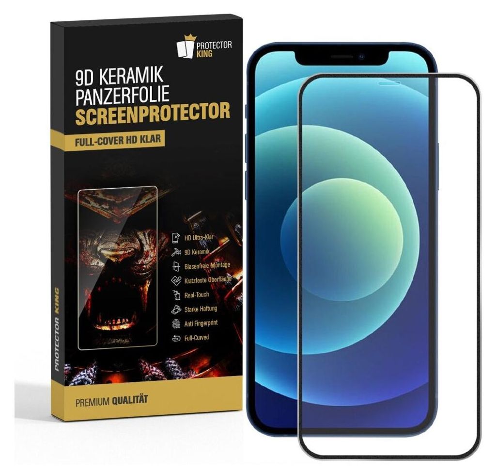 3x 9D Keramik für iPhone 12 FULL-COVER Panzerfolie Displayschutz Panzerschutz Schutzfolie Displayfolie Folie ANTI-SHOK ANTI-BRUCH-ANTI-STOß