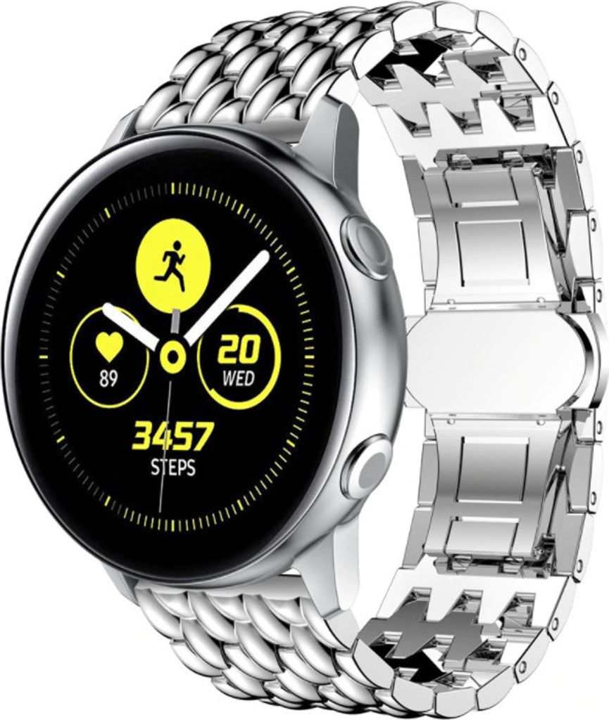 Strap-it Samsung Galaxy Watch Active / Active 2 Drache Gliederband (Silber)