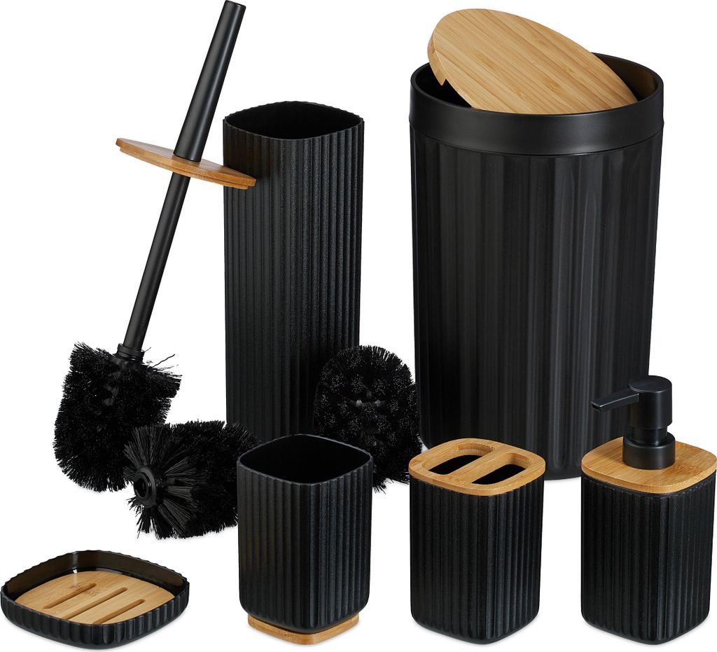 Relaxdays Badezimmer Set, 6-teilig, Badaccessoires Produktbild 