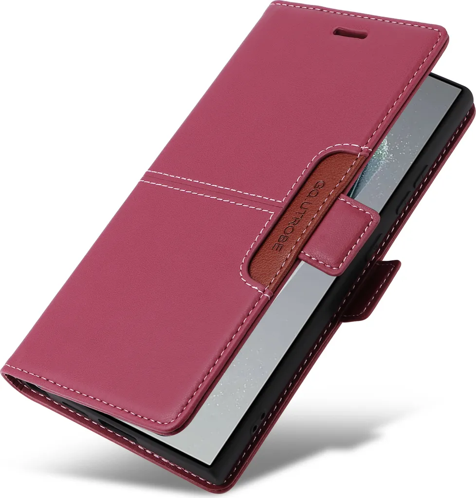Custodia Flip Samsung S24 Ultra - Pelle Rossa con Supporto Carte