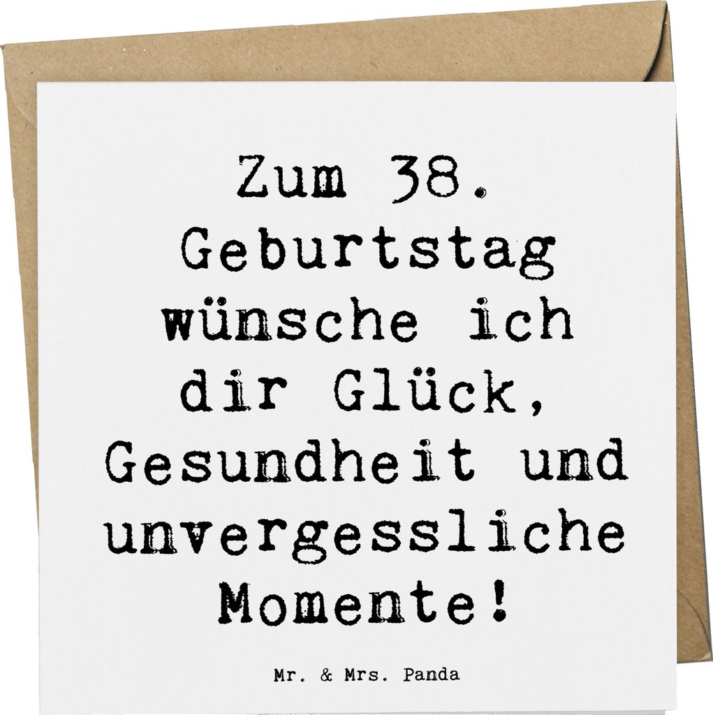 Mr. & Mrs. Panda Grußkarte Spruch 38. Geburtstag - Weiß - Geschenk, anlasskarte, herzlichen Wunsch, Happy Birthday, Gesundheit, Klappkarte, Werts...