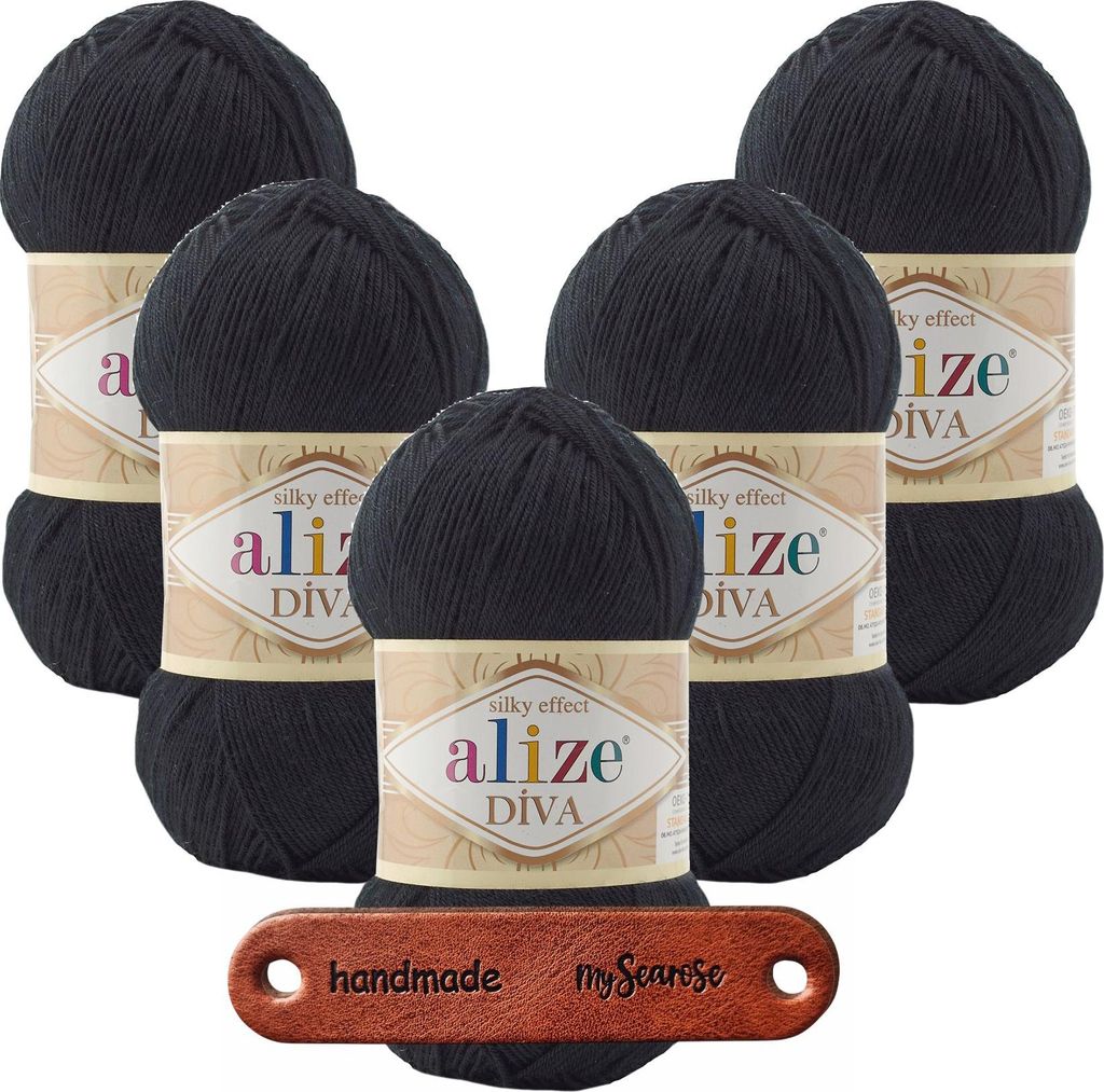 5 x ALIZE Diva 60 Black mit Label Produktbild 