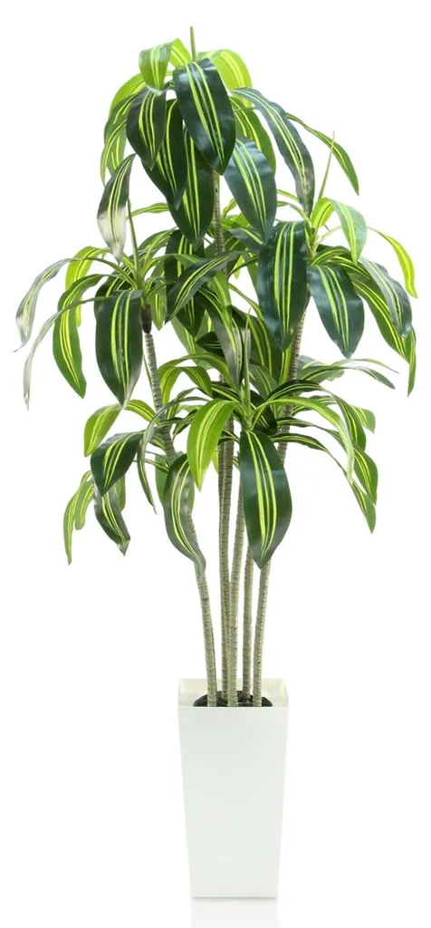 Faux Dracaena 180 cm résistant aux intempéries avec pot blanc moderne