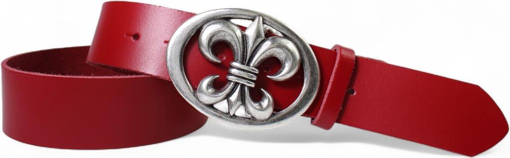 FRONHOFER Damen Ledergürtel 4 cm mit Lilien Gürtelschnalle, französische Lilie, echt Leder