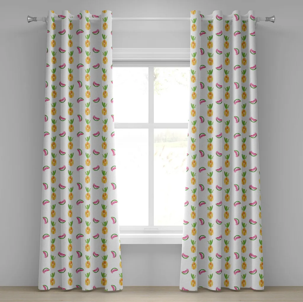 Rideau de séparation pour baie vitrée Motif Tropical Pastel 2 Panneaux