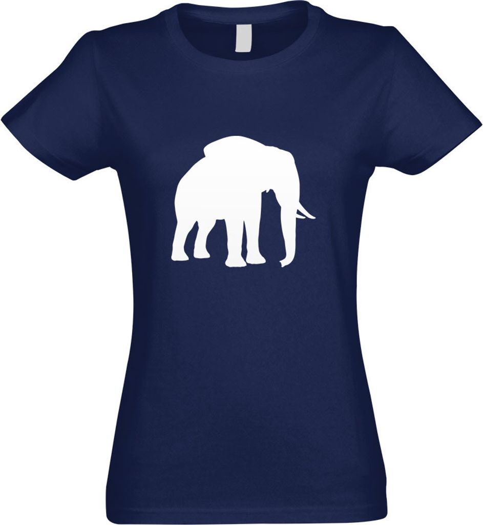 Kiwistar - T-Shirt tailliert - Damen - Navy - Elefant Motiv 6 - Rüsseltiere - mit Motiv Bedruckt - Funshirt Design - Sport - Freizeit - Damen - L