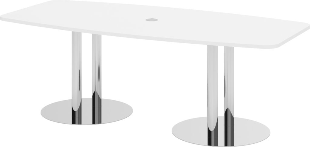 bümö Konferenztisch klein KT22 - Nachbildung: Weiß, tischfuss: Chromsäulen
