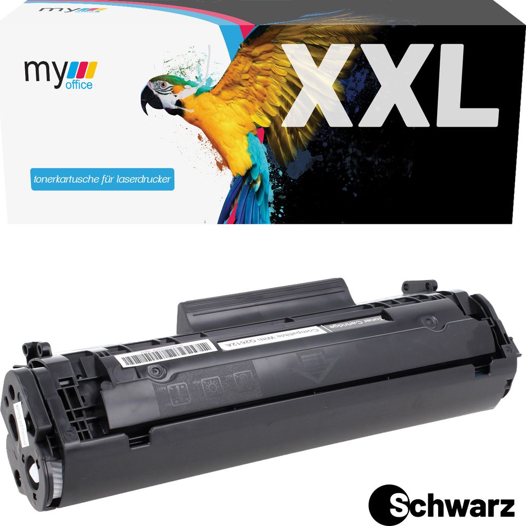 A toner cartridge and its packaging are shown.