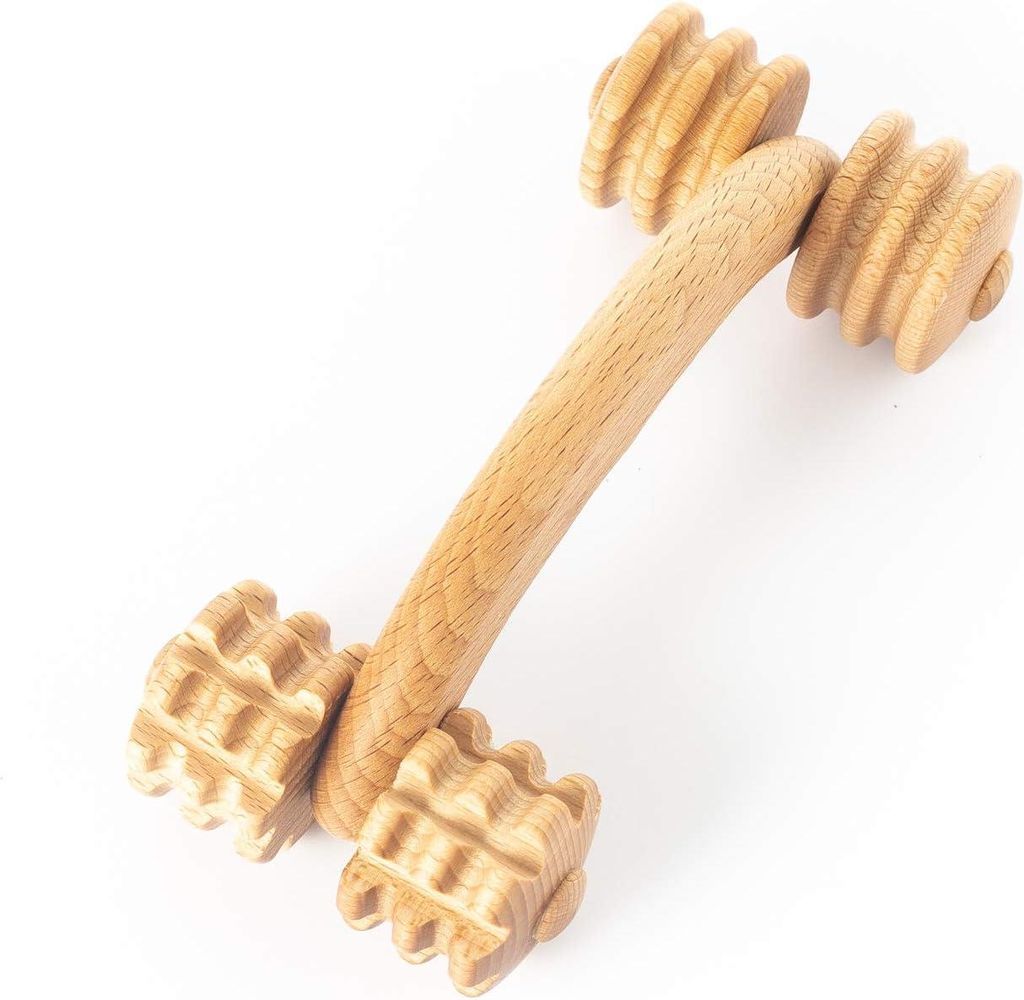Massagegerät für Rücken, Nacken und Schultern - Holz-Massagerolle für Entspannung und Hautverbesserung