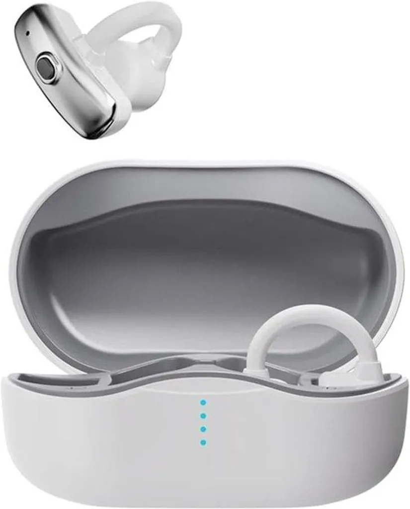Écouteurs Bluetooth à clip ouvert blancs et compacts pour le sport
