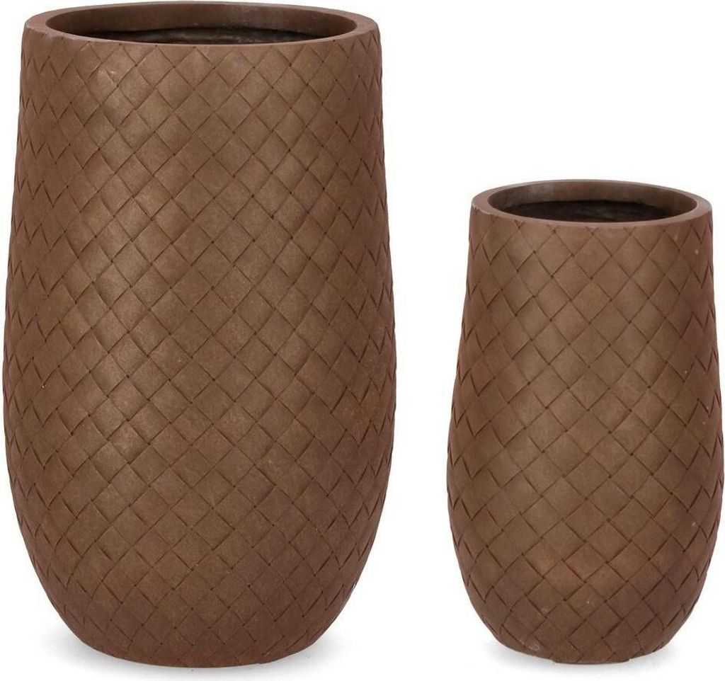 2er Set Vasen Rhom verschiedene Größen Ton Braun