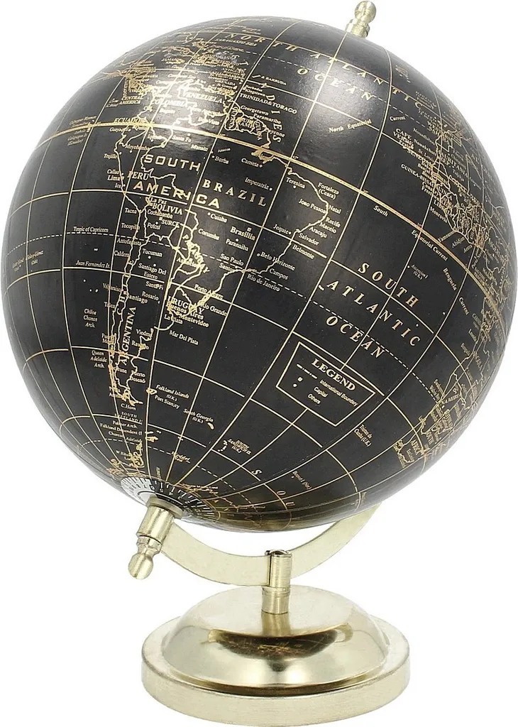 Globe terrestre décoratif avec socle doré Ø 20 cm - Modèle Elegance Gold - 9