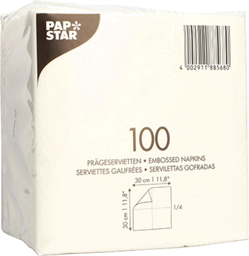 PAPSTAR 88568 Servietten - 30 x 30 cm, 1-lagig, weiß, 100 Immagine del prodotto 