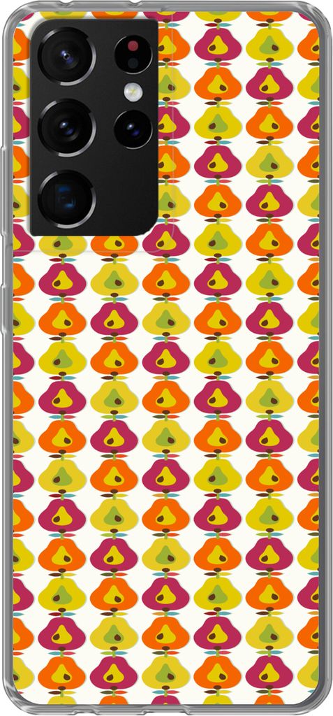 MuchoWow Handyhülle Schutzhülle Hülle für Telefoonhoesje Samsung Galaxy S21 Ultra Retro - Design - Birne - Obst Silikon Softcase Handy Hülle...