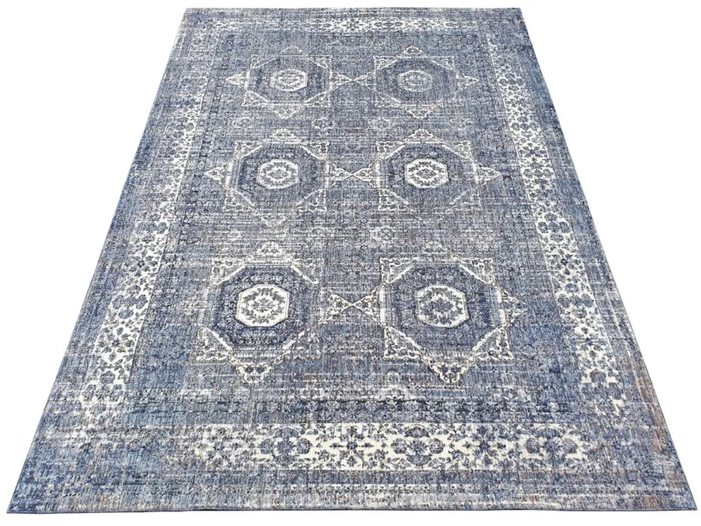 Tapis de décoration 120x170 cm FRANCO bleu idéal pour salon et bureau