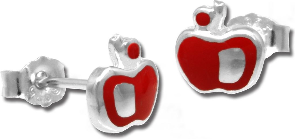Teenie-Weenie Ohrstecker für Kinder 925 Silber rot Apfel Ohrringe 6mm SDO210R