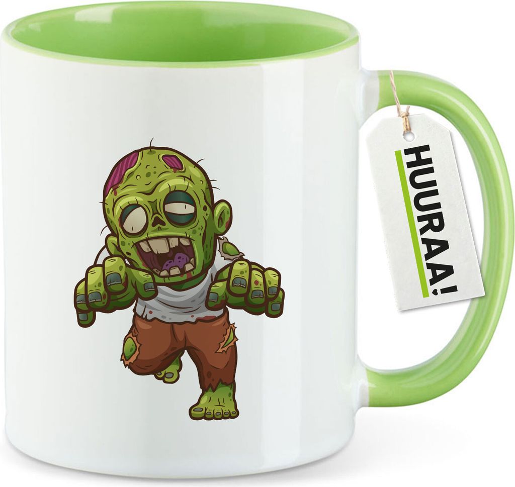 Huuraa Kaffeetasse Zombie Fabelwesen 330ml Grün Keramik Kaffeebecher Geschenkidee