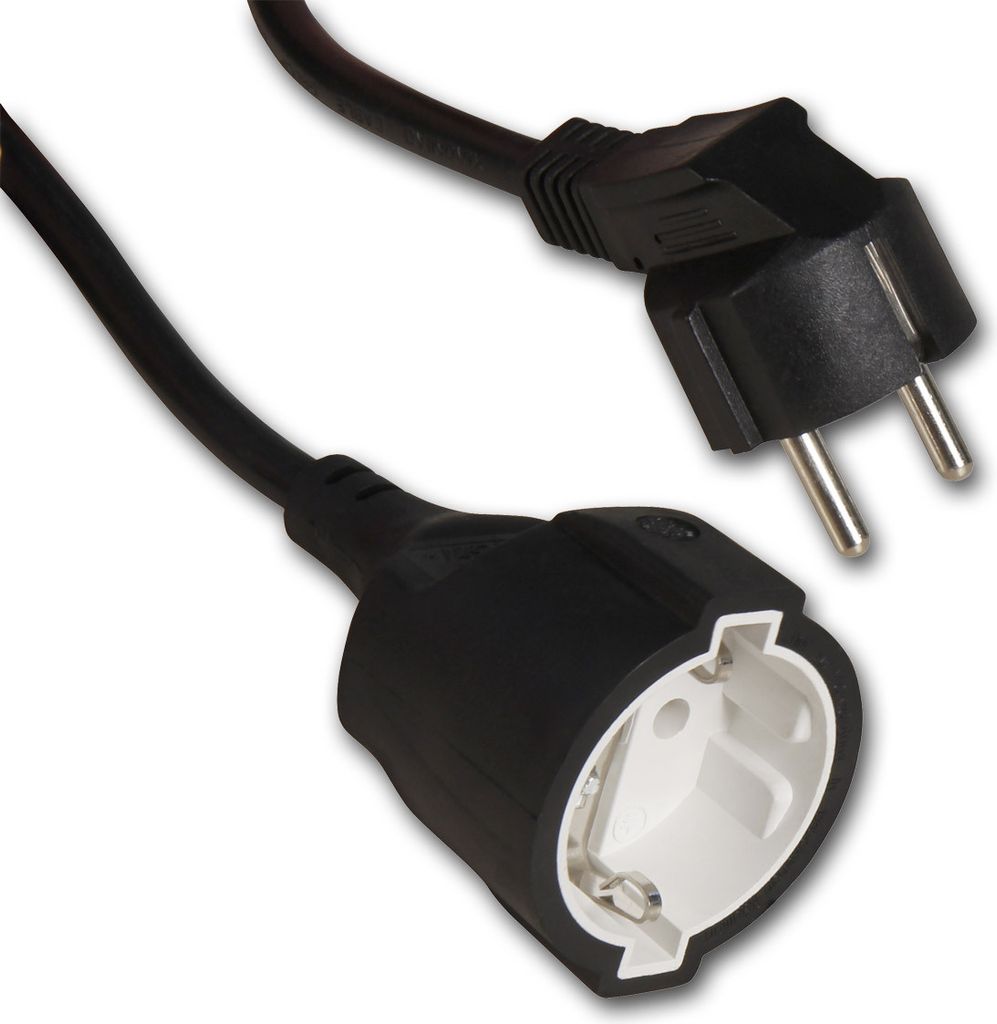 Verlängerungskabel - 25m - 3x1,5mm² - schwarz - Schutzkontakt - max 3600W - Winkelstecker