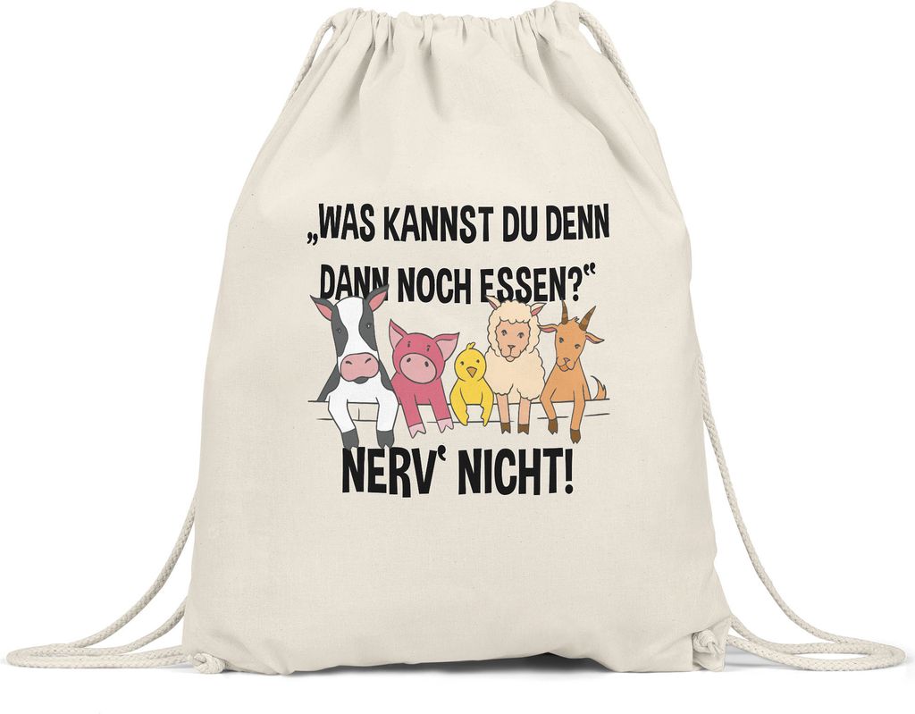 Vegan Vegetarier Lustiger Turnbeutel Gymsack Geschenkidee Plant-Based Tierwohl Nerv Nicht Fleischesser