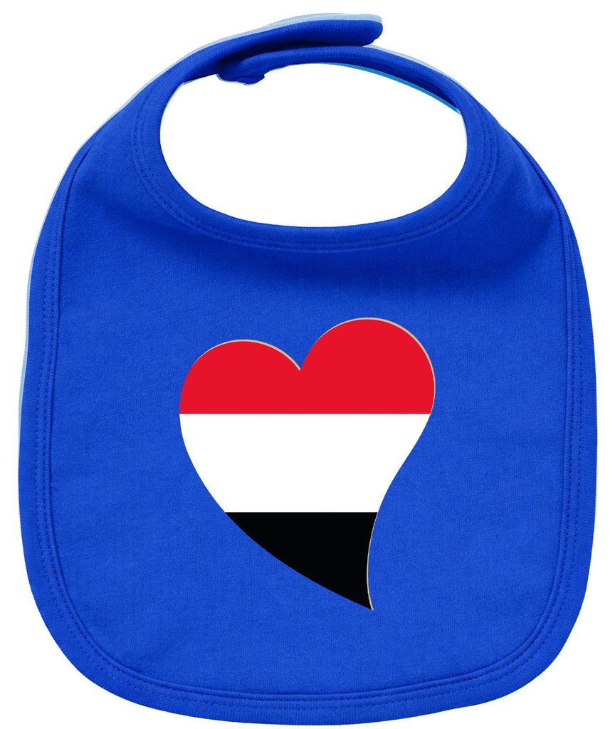 Huuraa Baby Lätzchen Jemen Flagge Herz Royal Blue Klettverschluss Baumwolle Latz Geschenkidee
