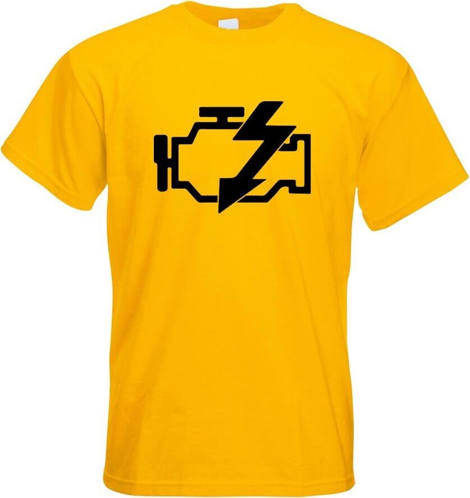 Kiwistar - T-Shirt - gelb - Motorkontrollleuchte Herren Funshirt Bedruckt Design Sprüche Spruch Motive - mit Motiv Bedruckt - Funshirt Design - Sp...