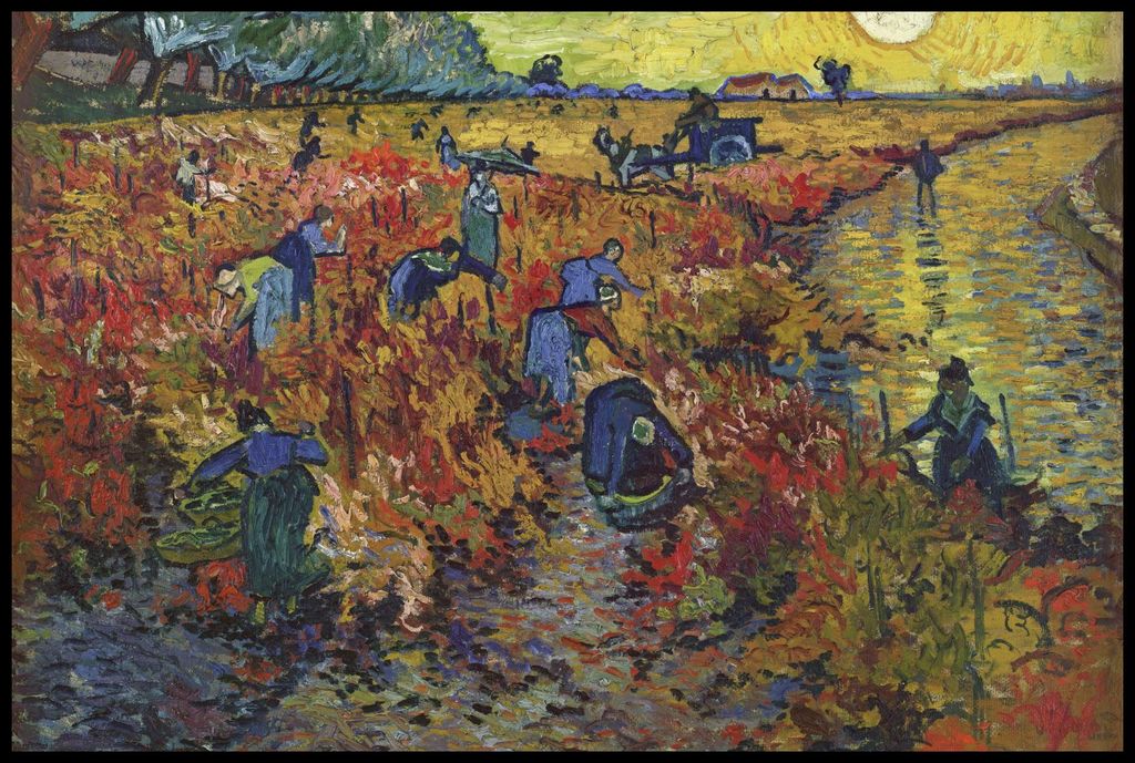 Plakat 91,5x61cm Das Rote Weinberg, Van Gogh Vintage für das Wohnzimmer
